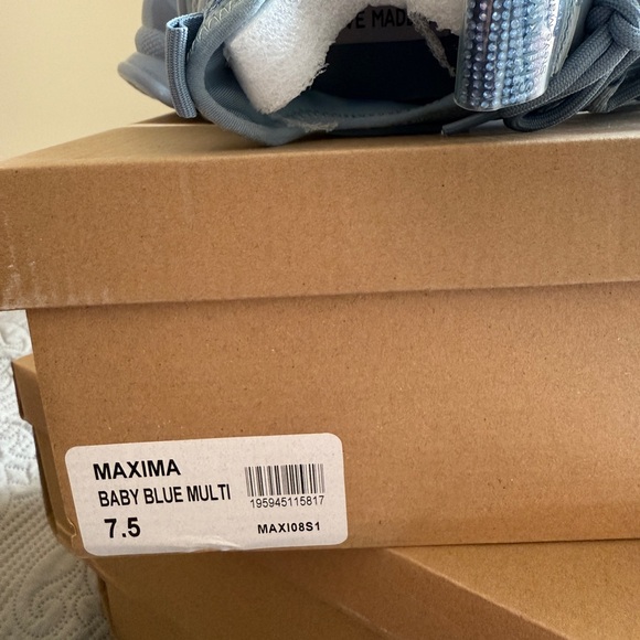 Light Blue Knit Sneakers with Rhinestone Detail - Picture 6 of 6